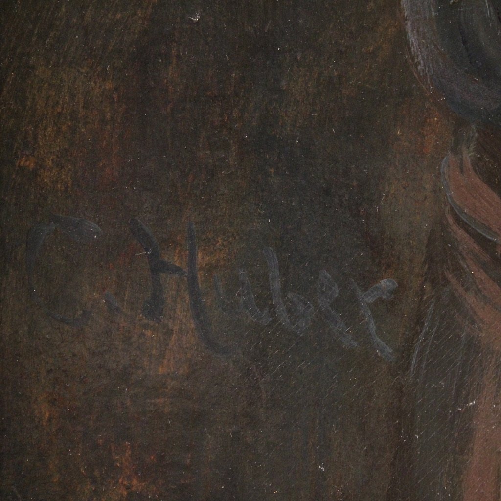 Grande dipinto del XIX secolo firmato C. Huber-photo-1