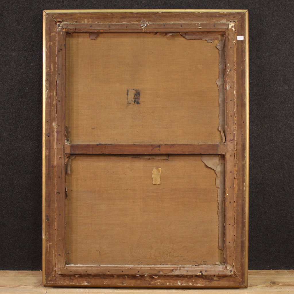 Dipinto spagnolo scena d'interno del XX secolo-photo-3