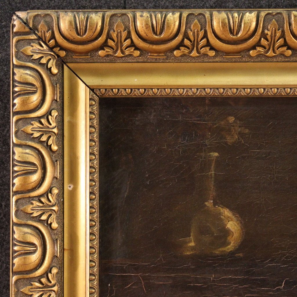 Dipinto spagnolo scena d'interno del XX secolo-photo-5