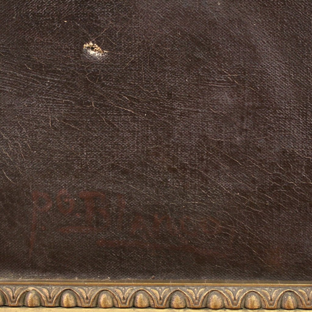 Dipinto spagnolo scena d'interno del XX secolo-photo-6