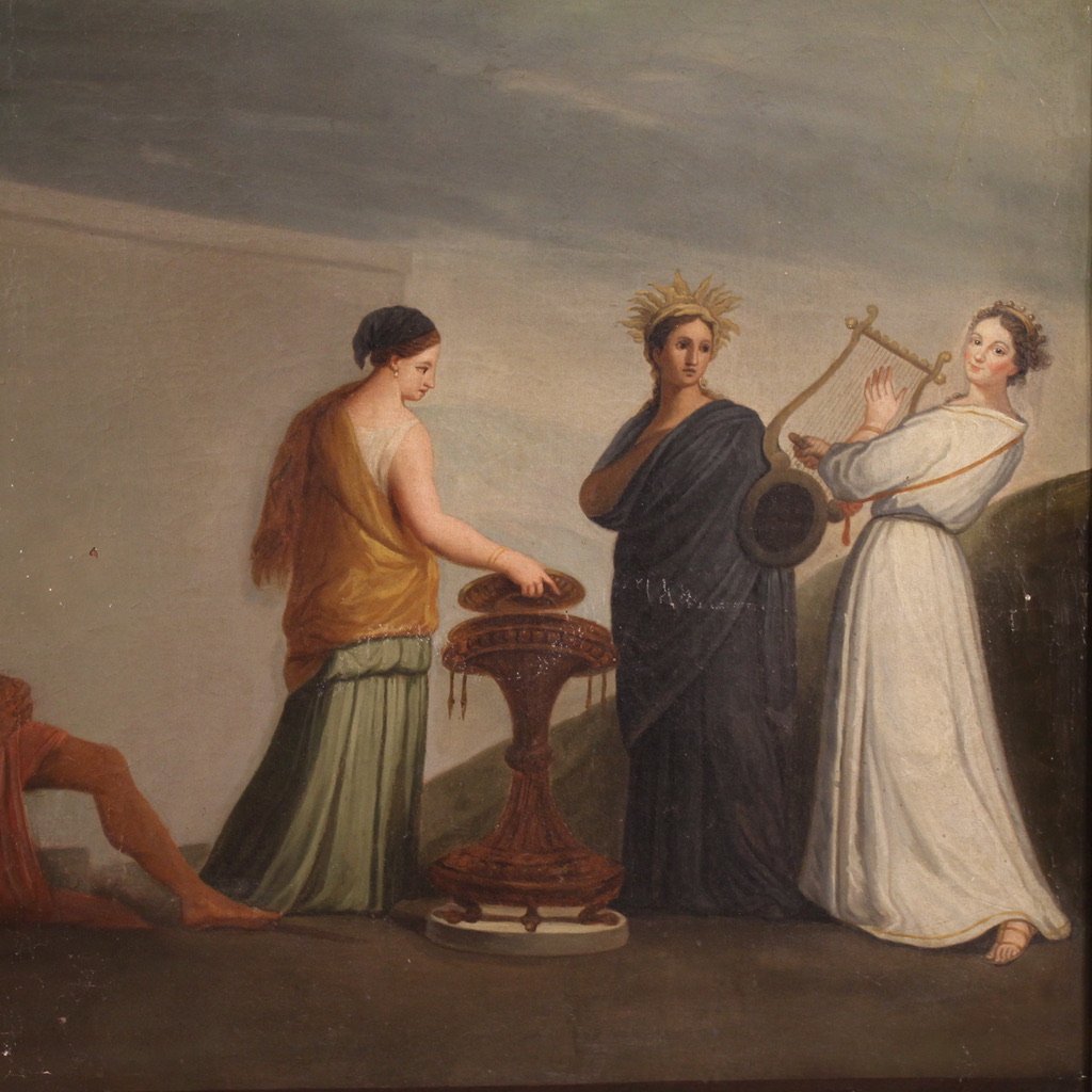 Antico dipinto francese Le Nozze Aldobrandini del XIX secolo-photo-3