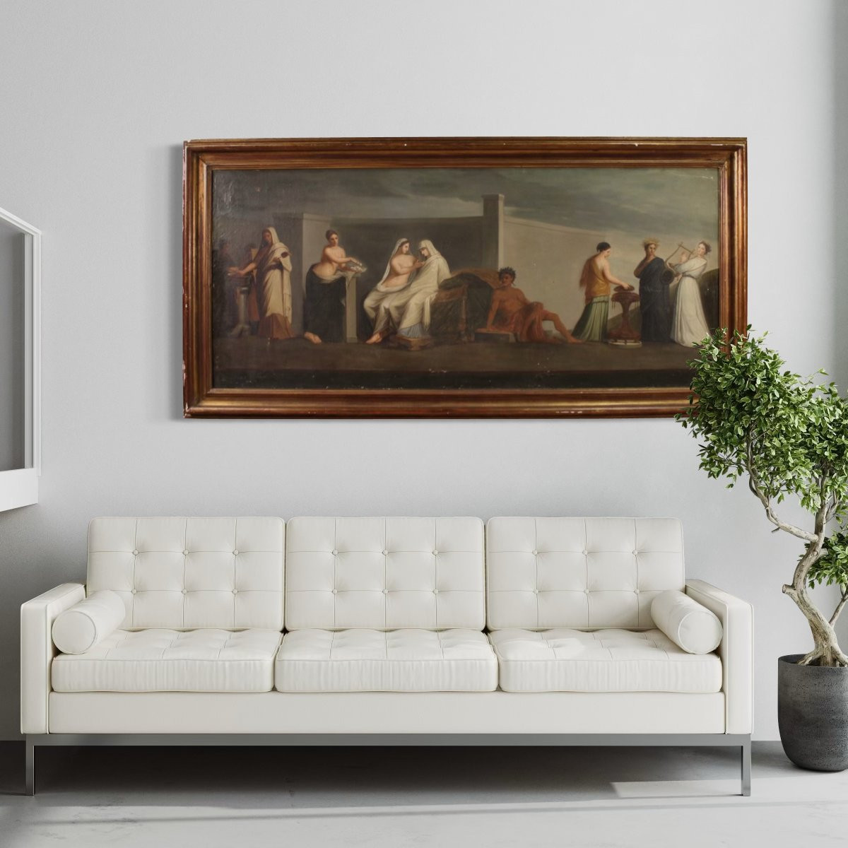 Antico dipinto francese Le Nozze Aldobrandini del XIX secolo-photo-3