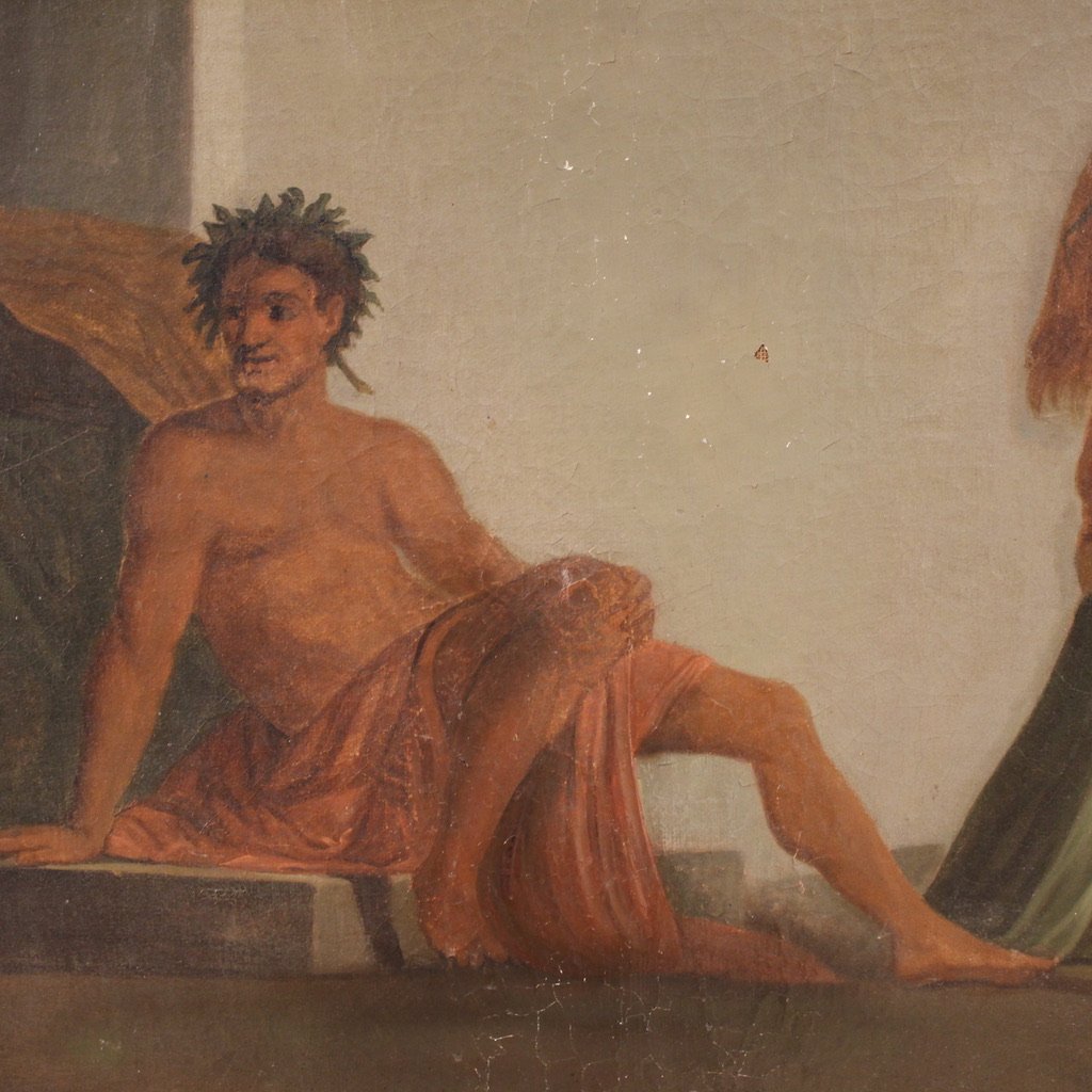 Antico dipinto francese Le Nozze Aldobrandini del XIX secolo-photo-5