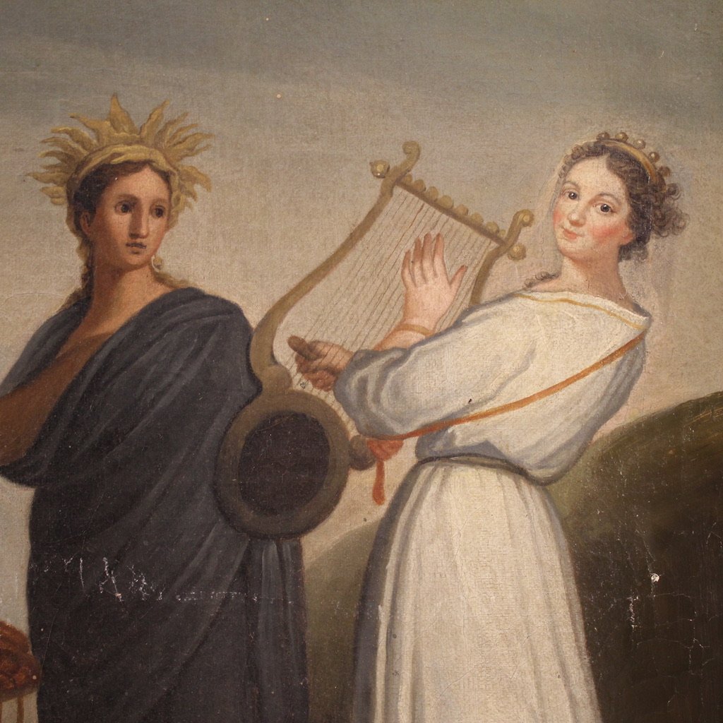 Antico dipinto francese Le Nozze Aldobrandini del XIX secolo-photo-7