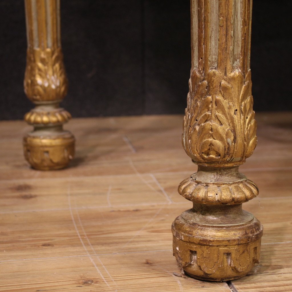 Tavolo console italiano laccato con piano in marmo del XX secolo-photo-6