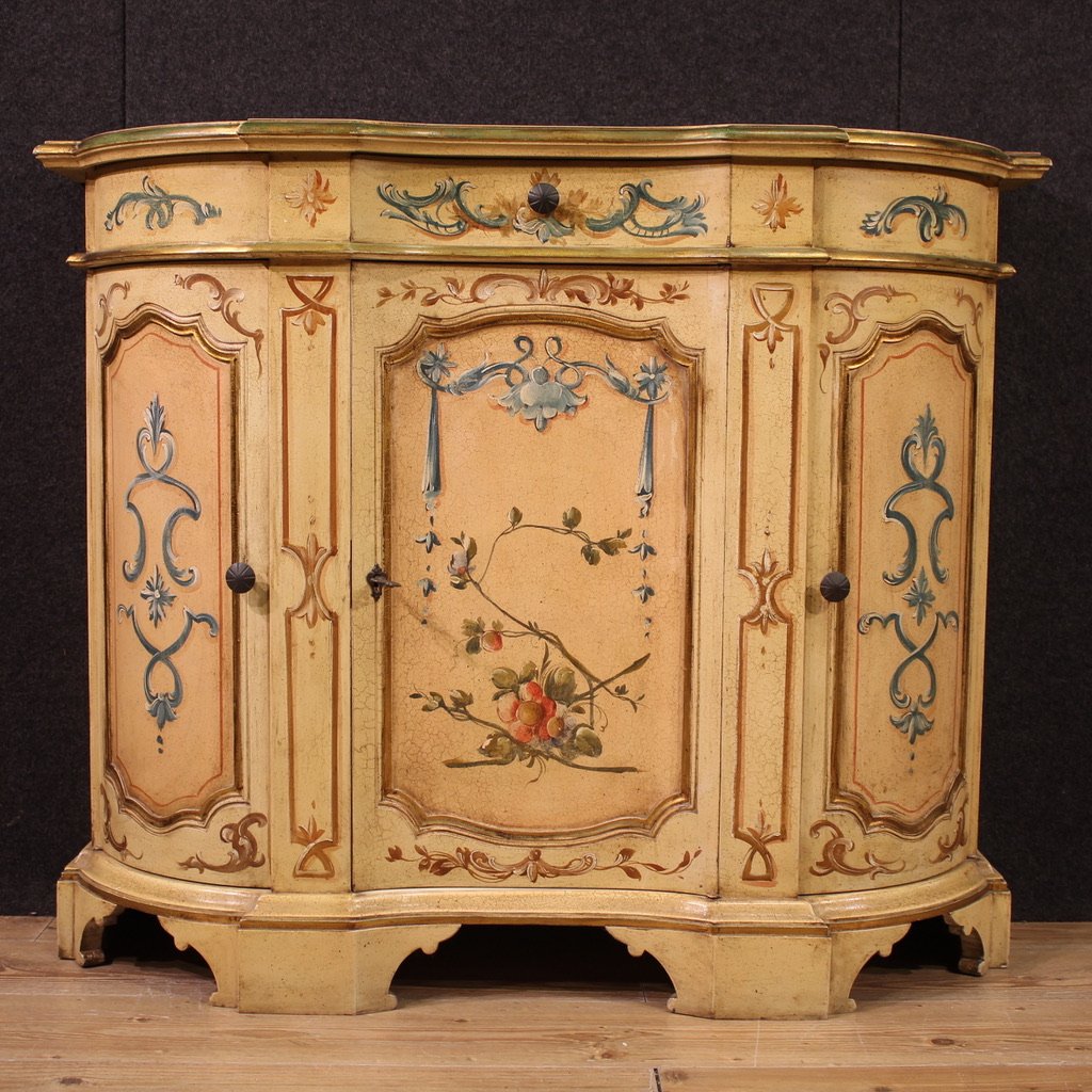 Credenza italiana laccata, dipinta e dorata del XX secolo-photo-2