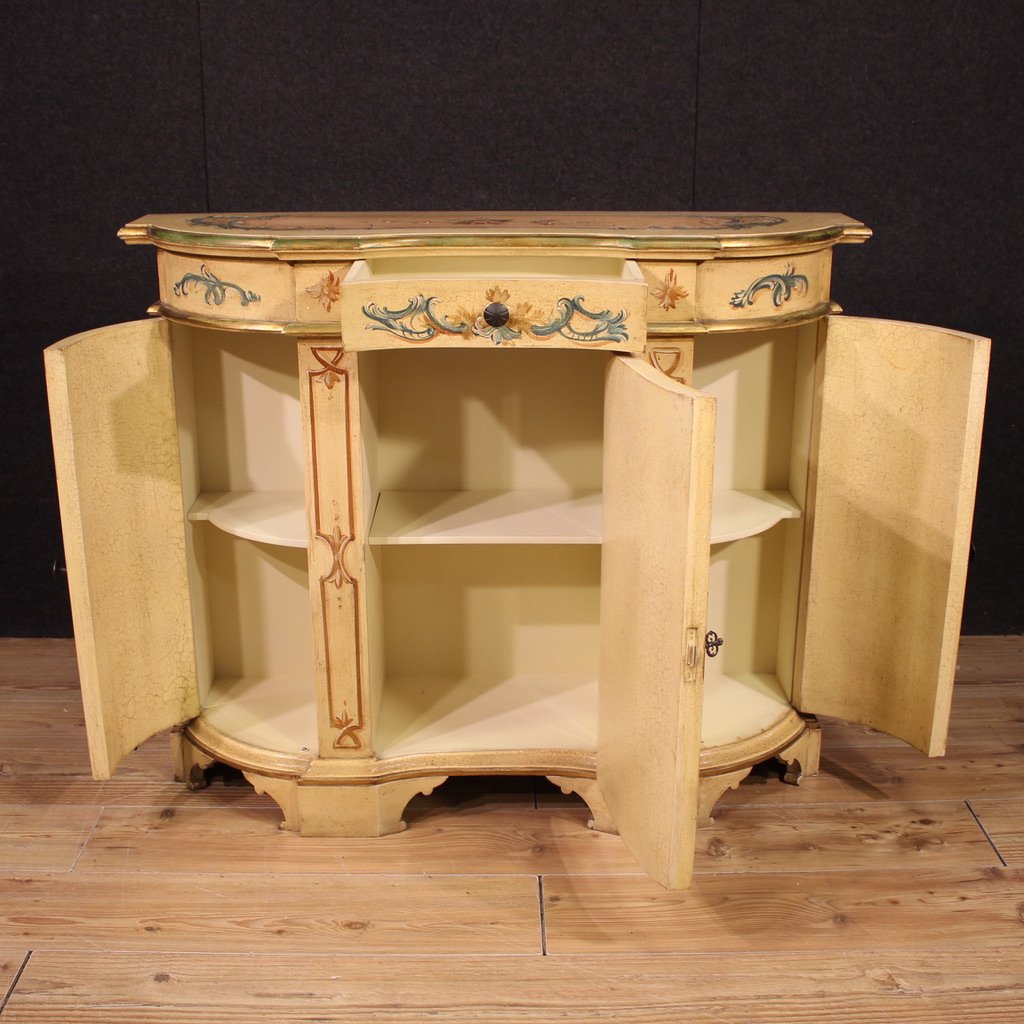 Credenza italiana laccata, dipinta e dorata del XX secolo-photo-3