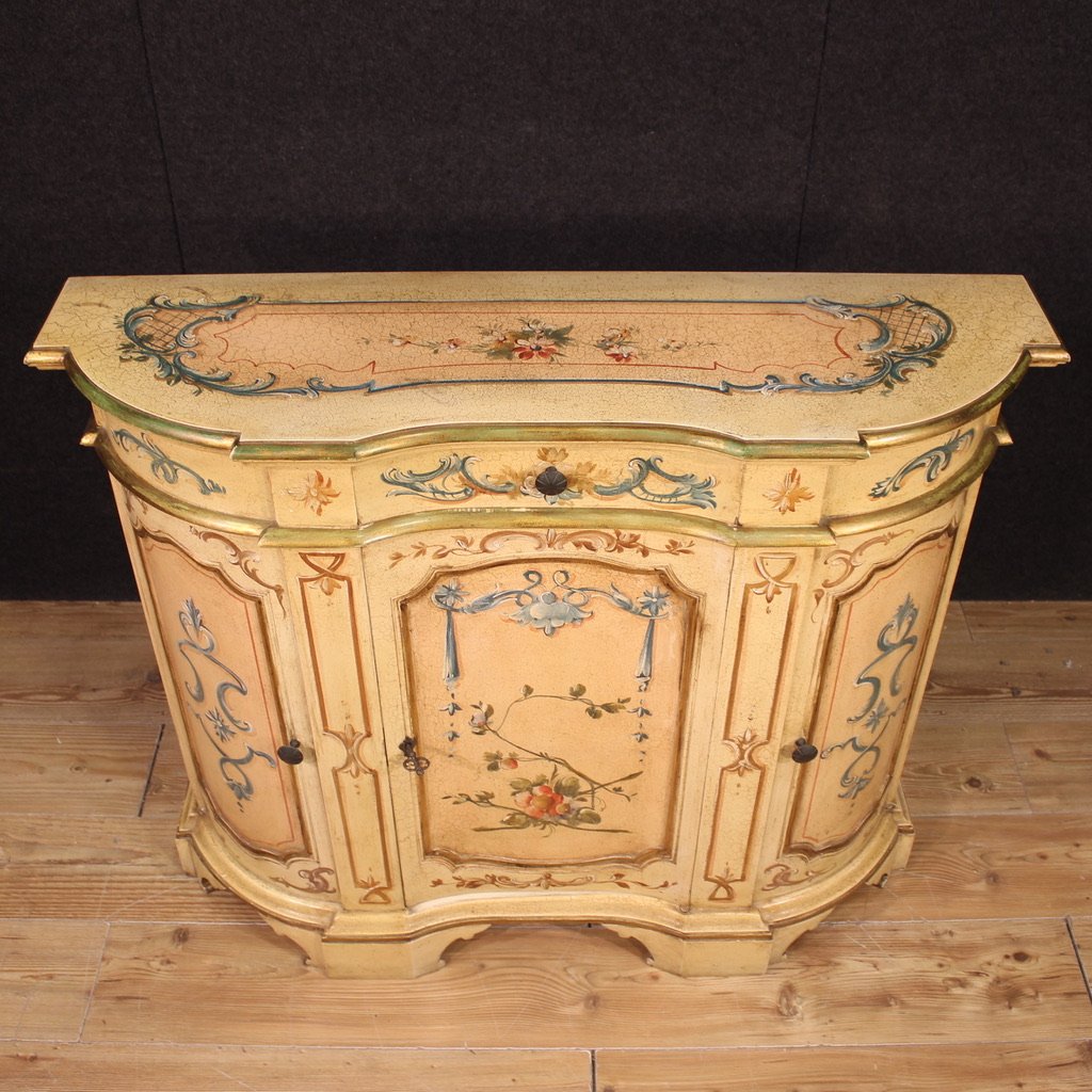Credenza italiana laccata, dipinta e dorata del XX secolo-photo-4