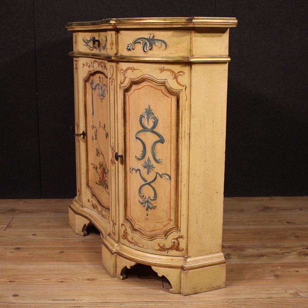 Credenza italiana laccata, dipinta e dorata del XX secolo-photo-5