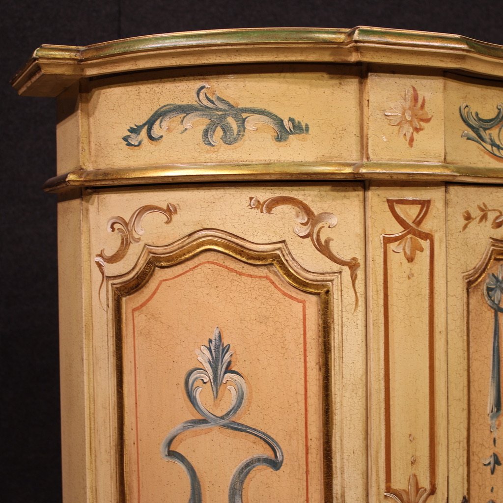 Credenza italiana laccata, dipinta e dorata del XX secolo-photo-7