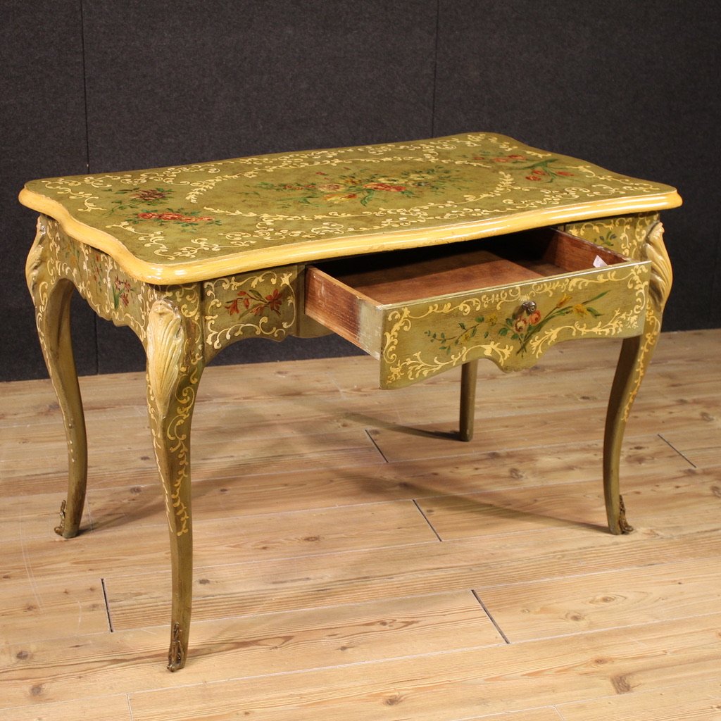 Scrittoio francese laccato e dipinto del XX secolo-photo-2