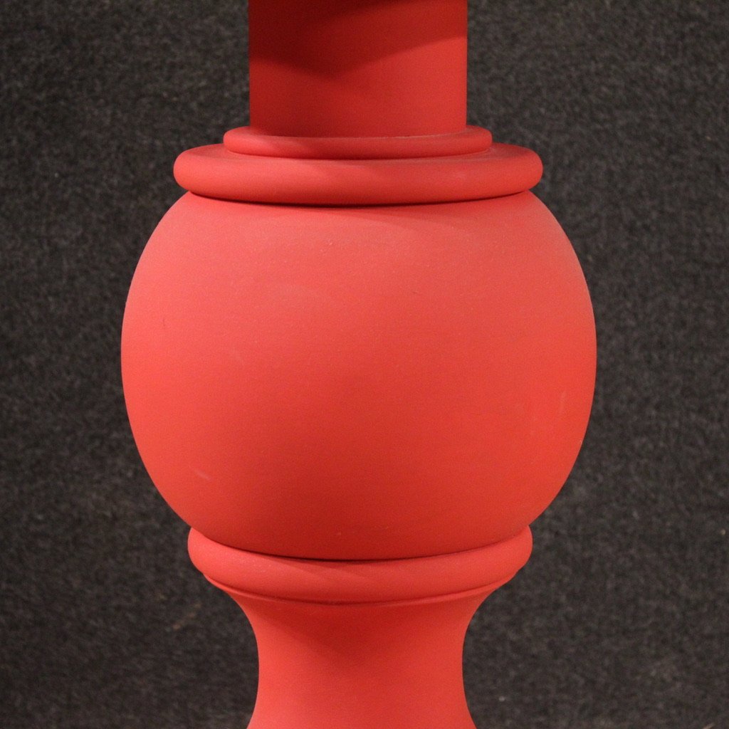 Tavolino italiano dipinto rosso anni 70-photo-8