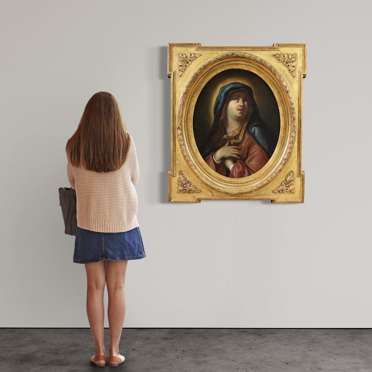 Antico dipinto italiano del XVII secolo, Vergine Addolorata-photo-2