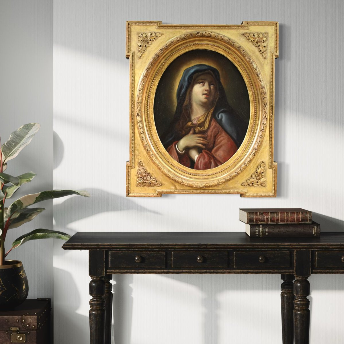 Antico dipinto italiano del XVII secolo, Vergine Addolorata-photo-4