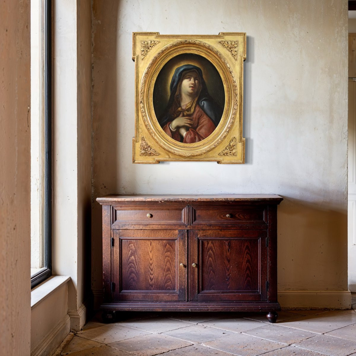 Antico dipinto italiano del XVII secolo, Vergine Addolorata-photo-7