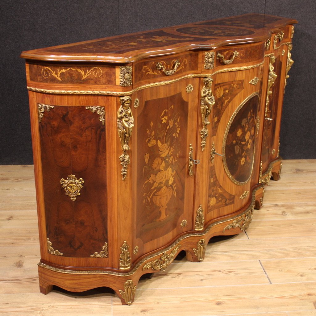 Credenza francese intarsiata del XX secolo-photo-3