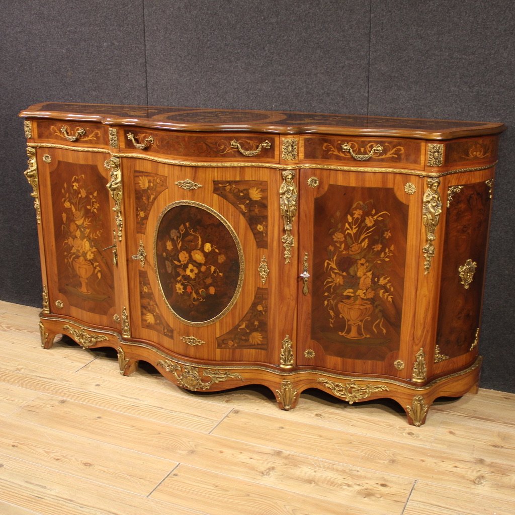 Credenza francese intarsiata del XX secolo-photo-4