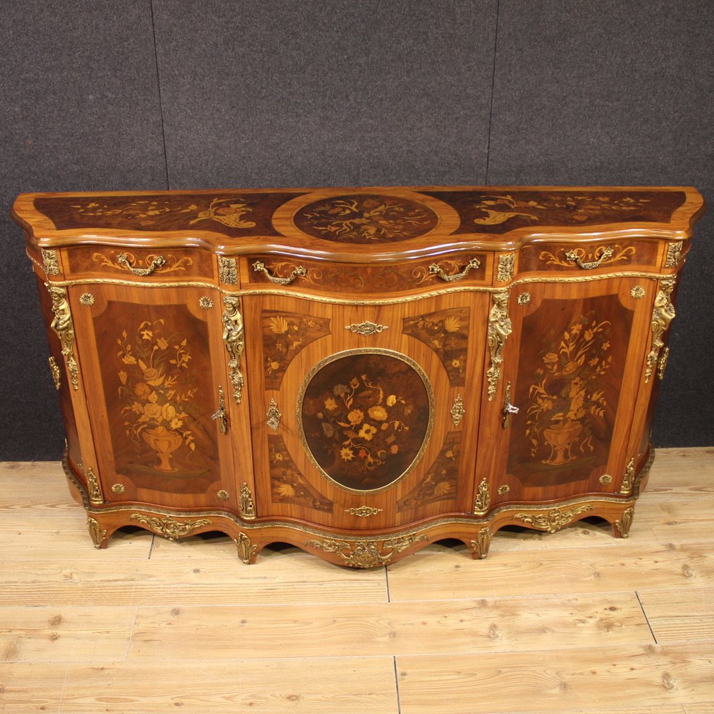 Credenza francese intarsiata del XX secolo-photo-4