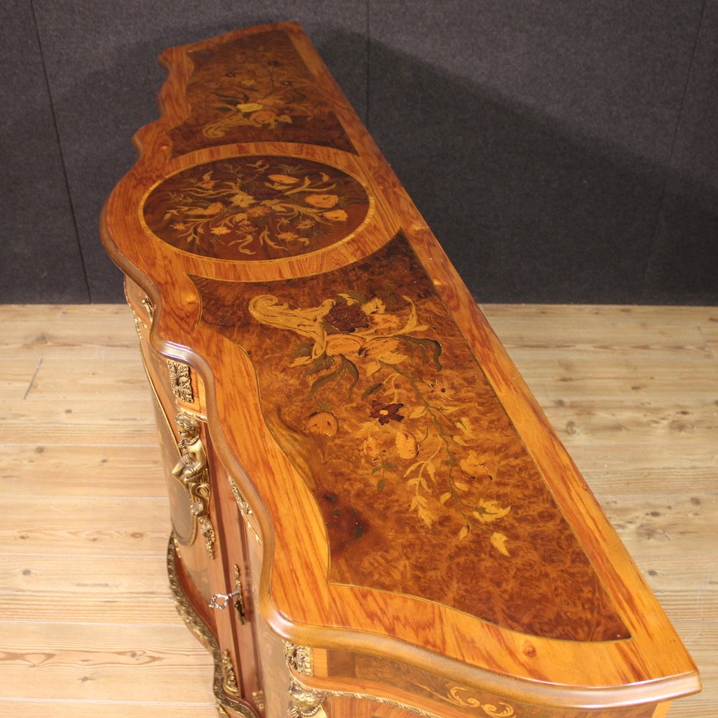 Credenza francese intarsiata del XX secolo-photo-5