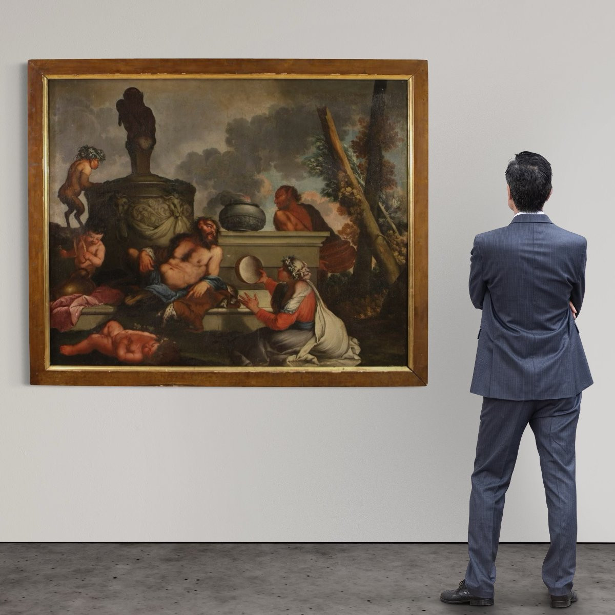 Grande dipinto mitologico del XVII secolo, Baccanale-photo-3