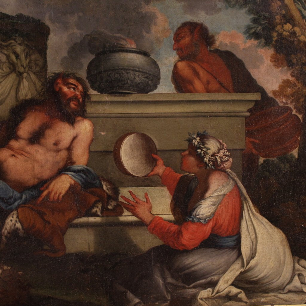 Grande dipinto mitologico del XVII secolo, Baccanale-photo-1