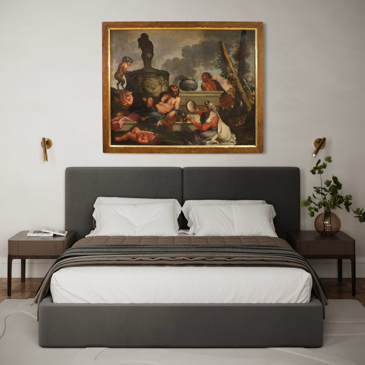 Grande dipinto mitologico del XVII secolo, Baccanale-photo-2