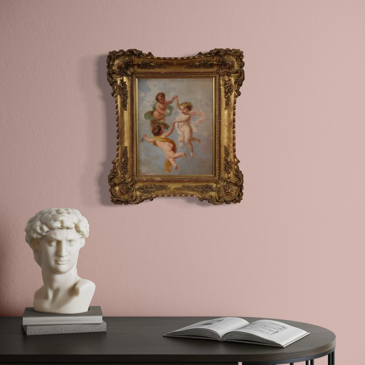 Dipinto italiano gioco di putti del XIX secolo-photo-1