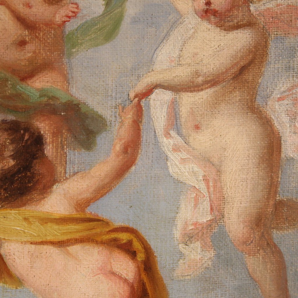 Dipinto italiano gioco di putti del XIX secolo-photo-6