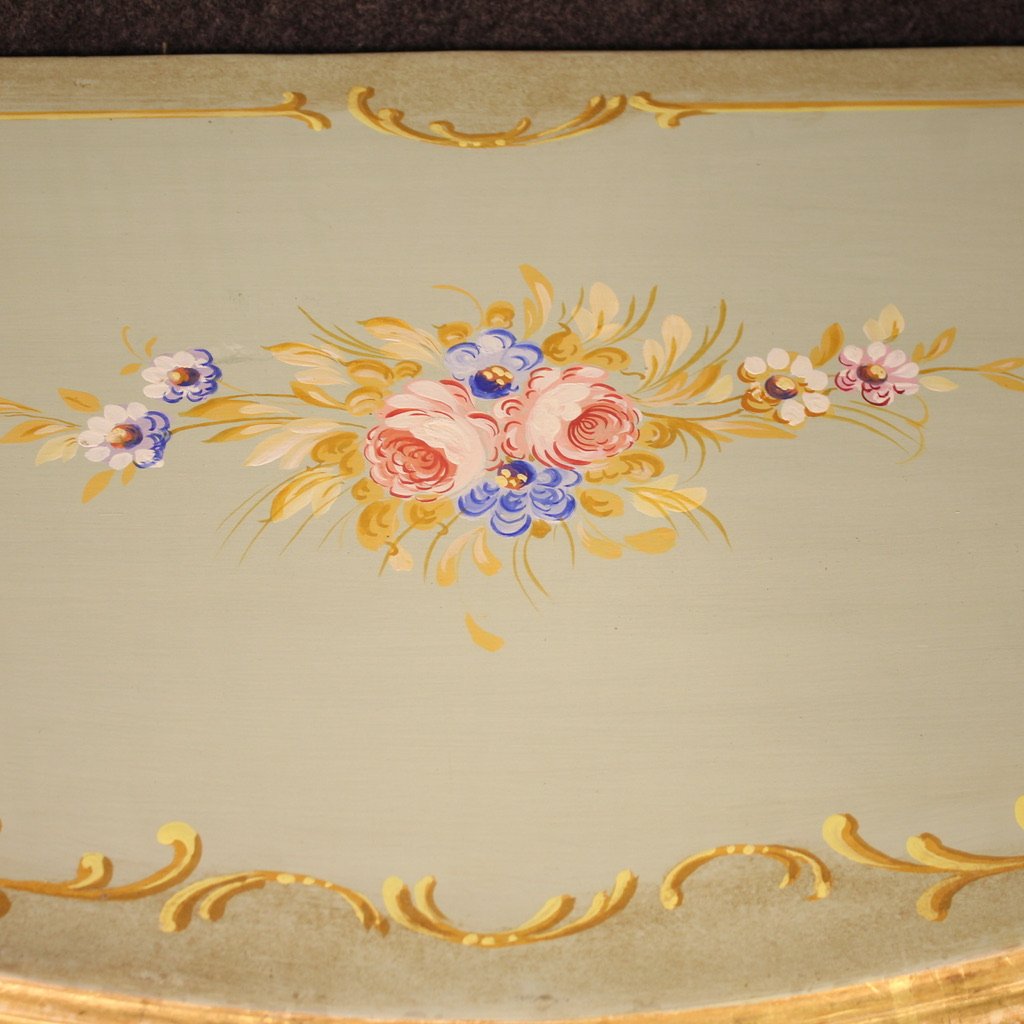 Comò veneziano laccato, dipinto e dorato del XX secolo-photo-8