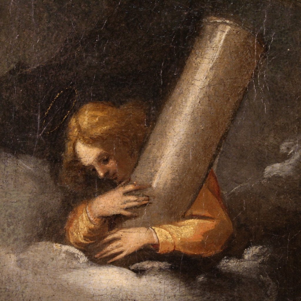 Antico dipinto italiano religioso Cristo risorto del XVII secolo-photo-7