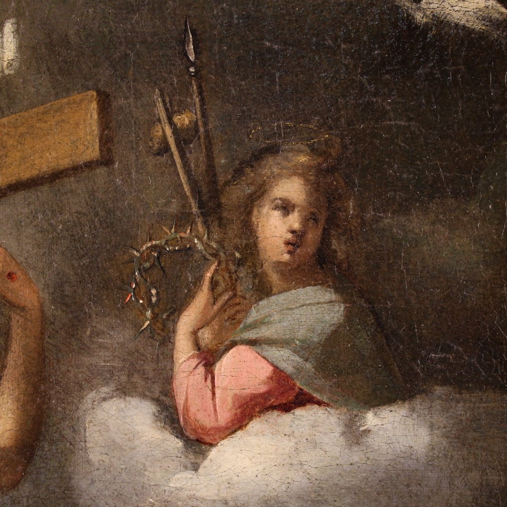 Antico dipinto italiano religioso Cristo risorto del XVII secolo-photo-8