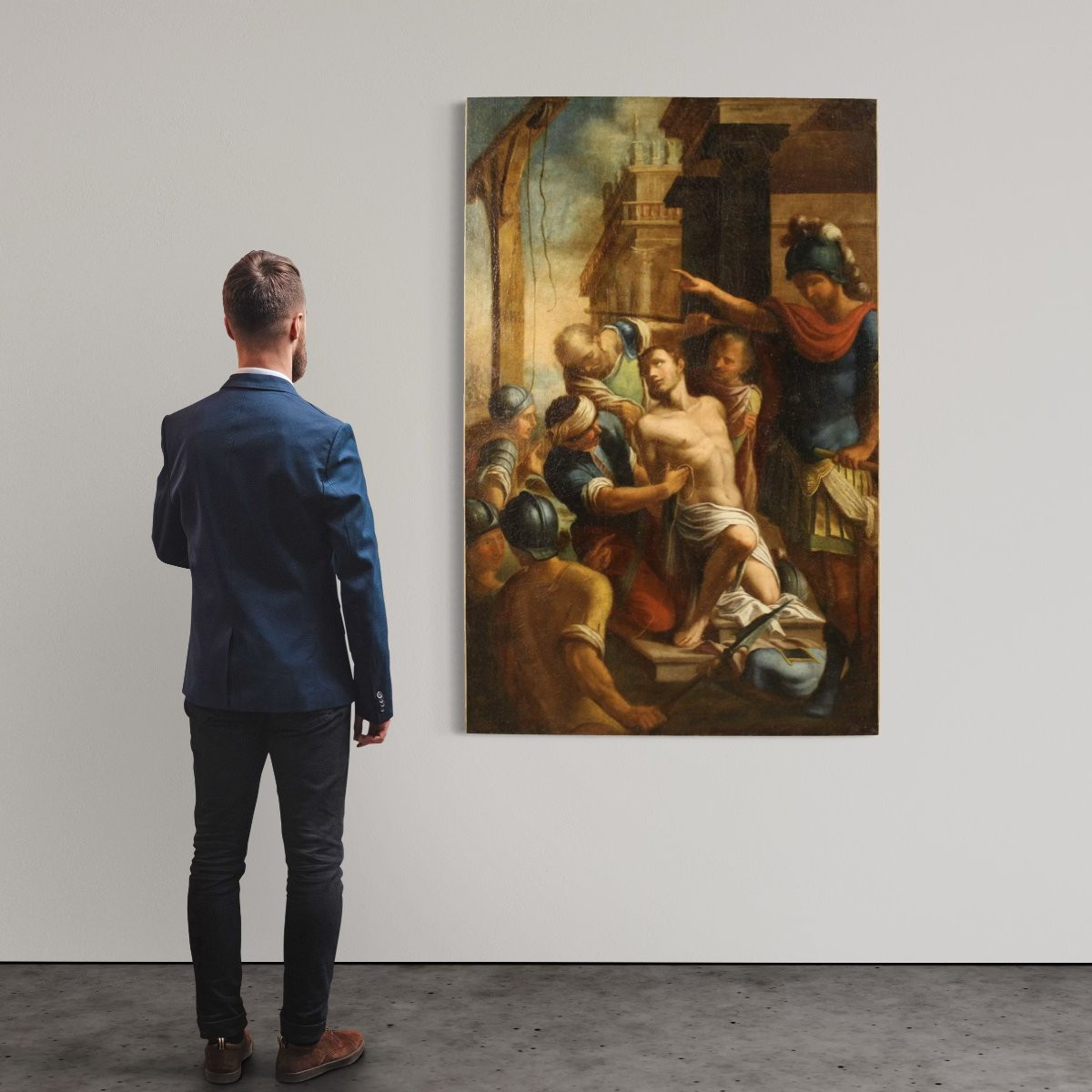 Grande dipinto religioso del XVII secolo, San Sebastiano-photo-3