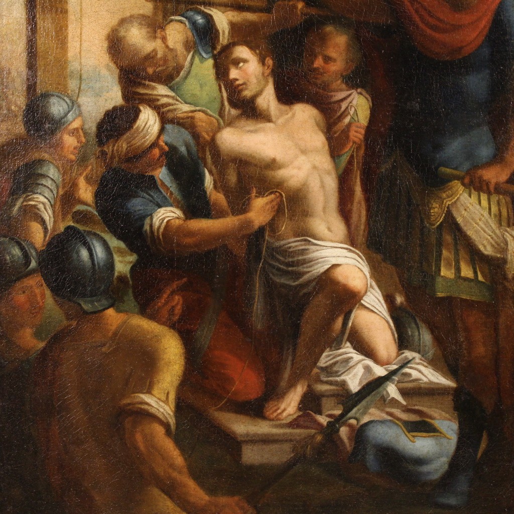 Grande dipinto religioso del XVII secolo, San Sebastiano