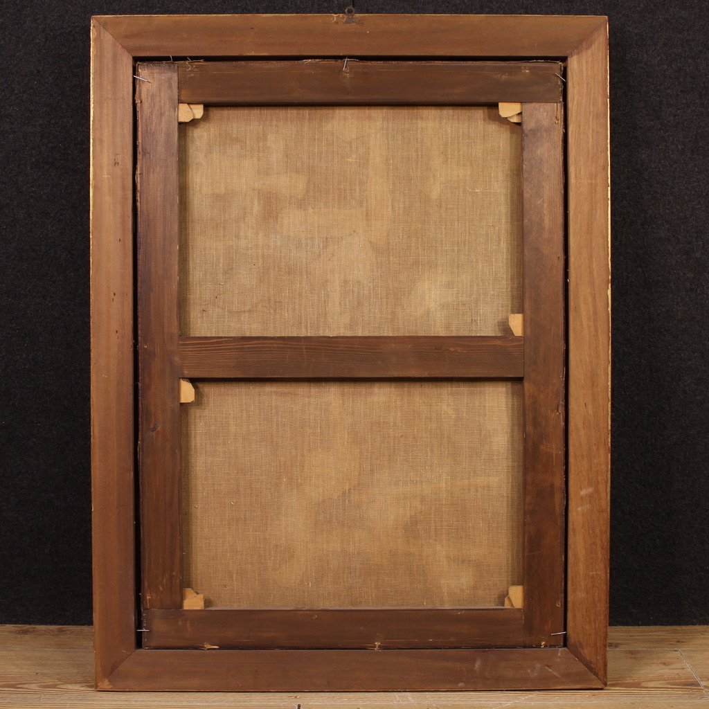 Antico dipinto italiano scena di genere del XIX secolo-photo-6