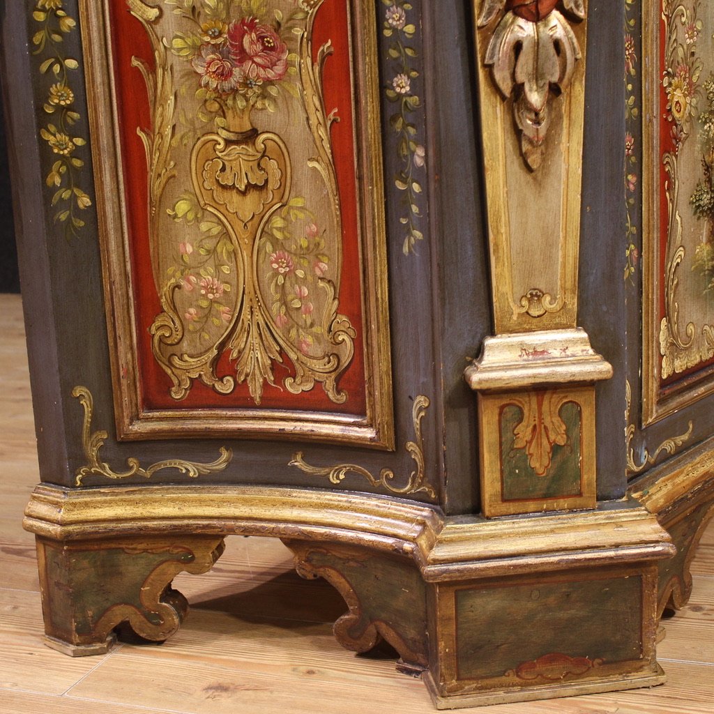 Credenza veneta laccata e dipinta del XX secolo-photo-5
