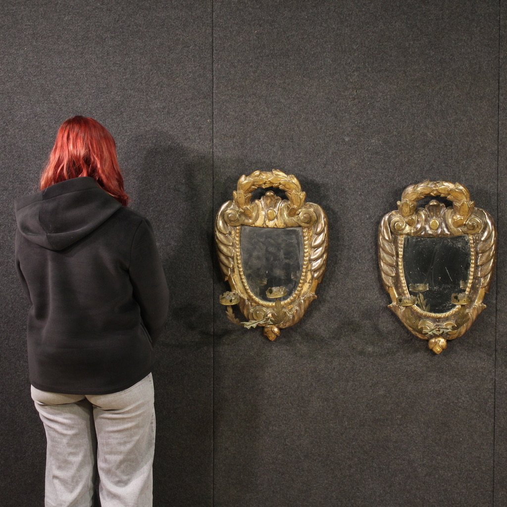 Coppia di applique italiane in stile Luigi XV del XVIII secolo-photo-2