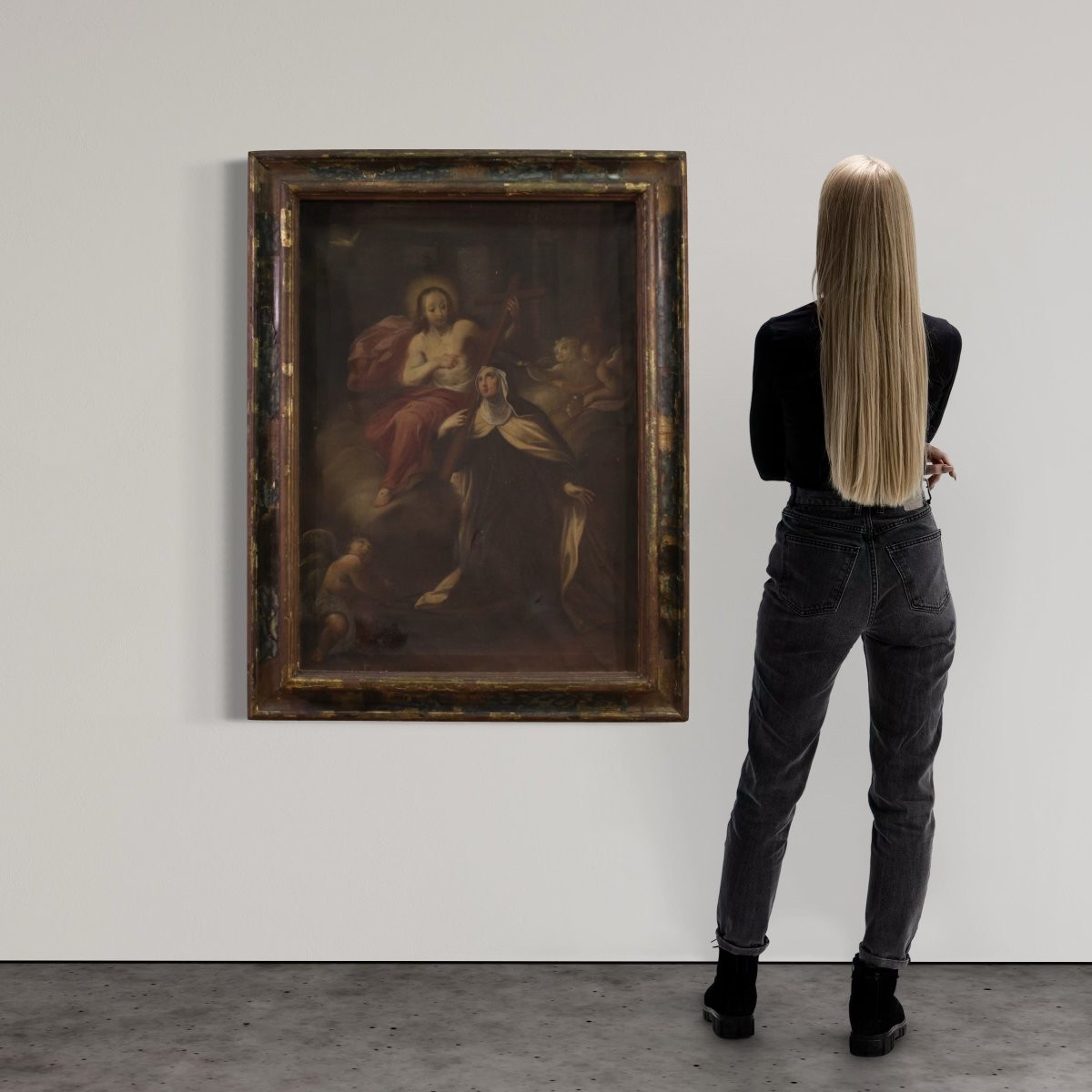 Antico dipinto toscano Santa Maria Maddalena De' Pazzi del XVIII secolo-photo-3