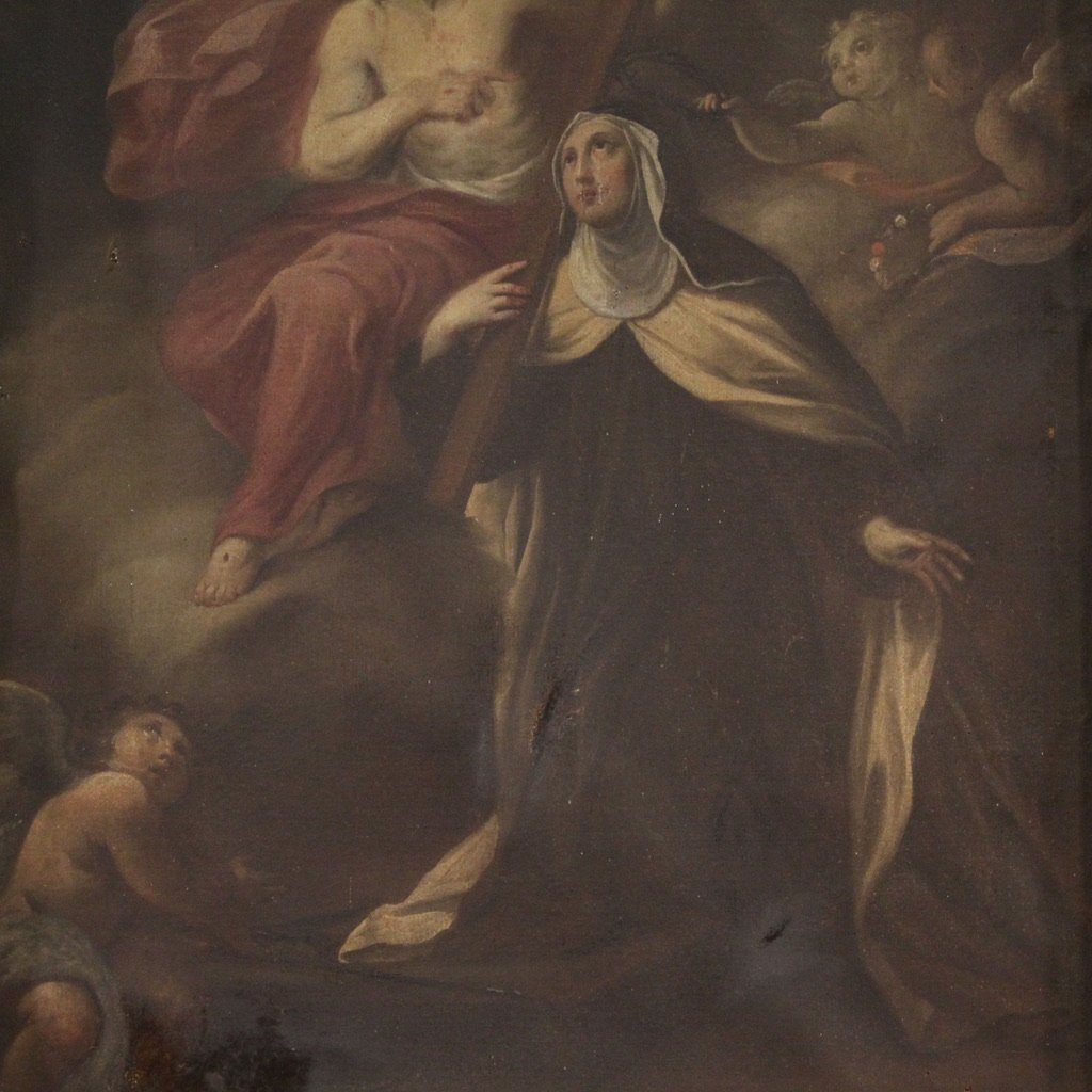 Antico dipinto toscano Santa Maria Maddalena De' Pazzi del XVIII secolo-photo-4