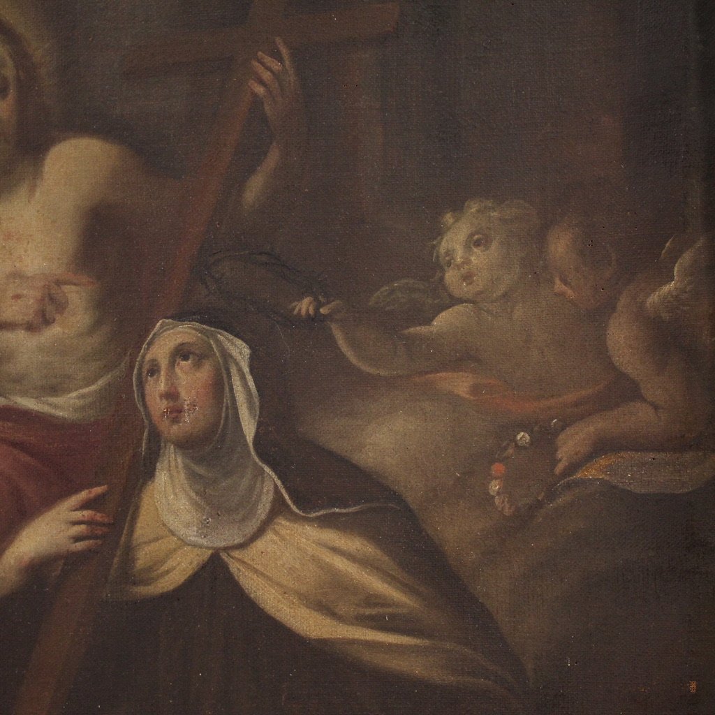 Antico dipinto toscano Santa Maria Maddalena De' Pazzi del XVIII secolo-photo-8