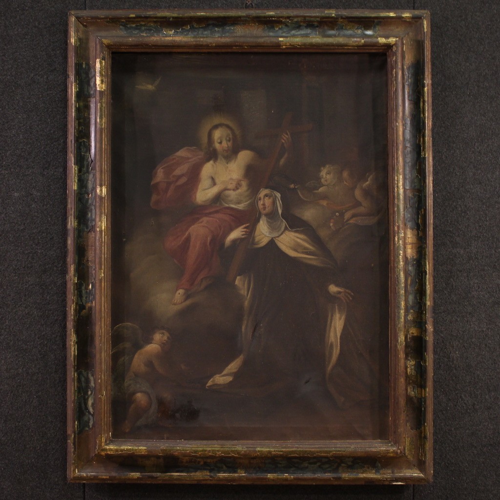 Antico dipinto toscano Santa Maria Maddalena De' Pazzi del XVIII secolo