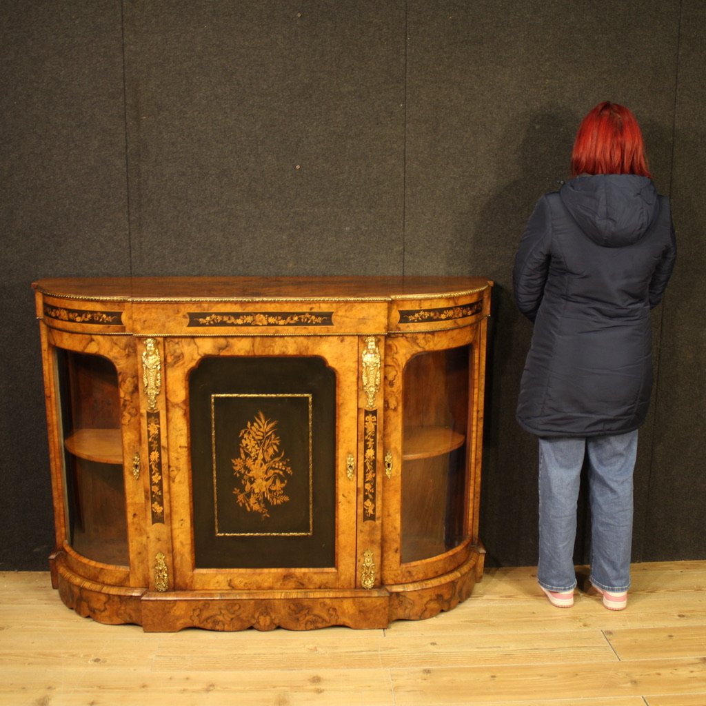 Credenza inglese intarsiata del XX secolo-photo-2