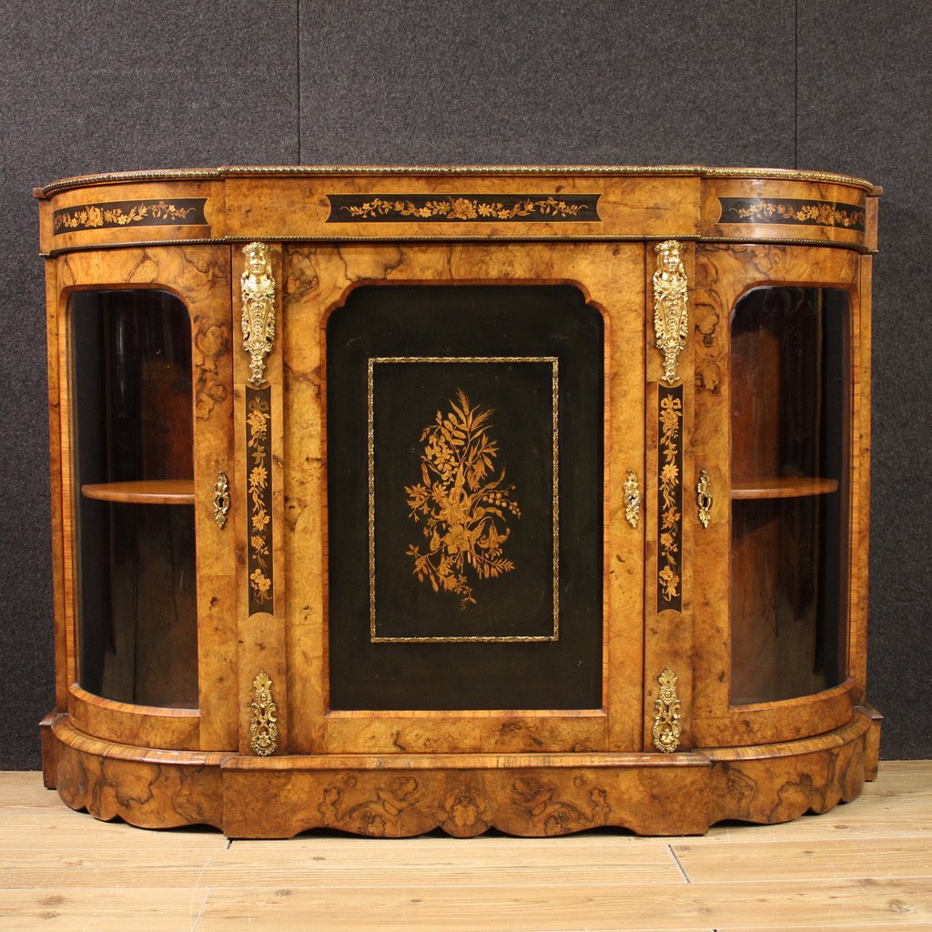 Credenza inglese intarsiata del XX secolo-photo-3