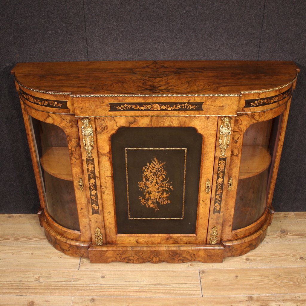 Credenza inglese intarsiata del XX secolo-photo-4