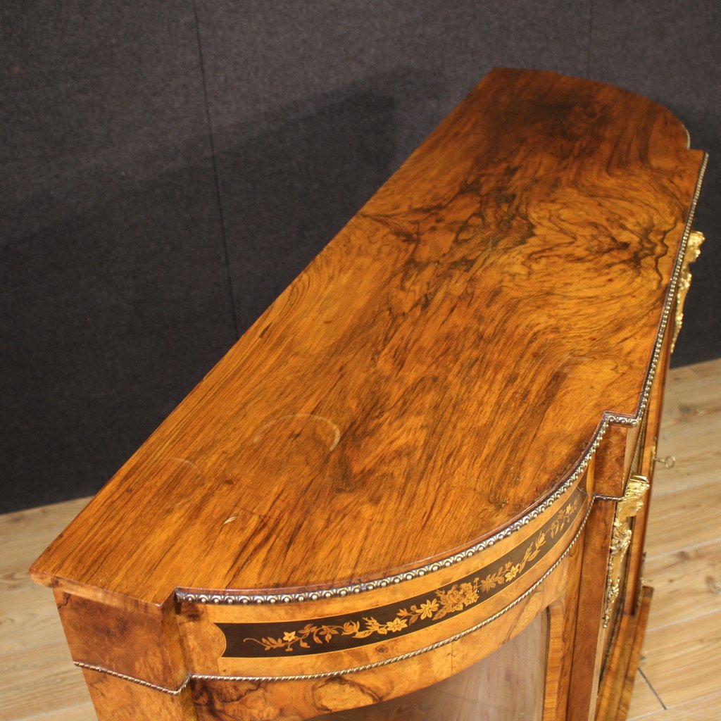 Credenza inglese intarsiata del XX secolo-photo-5