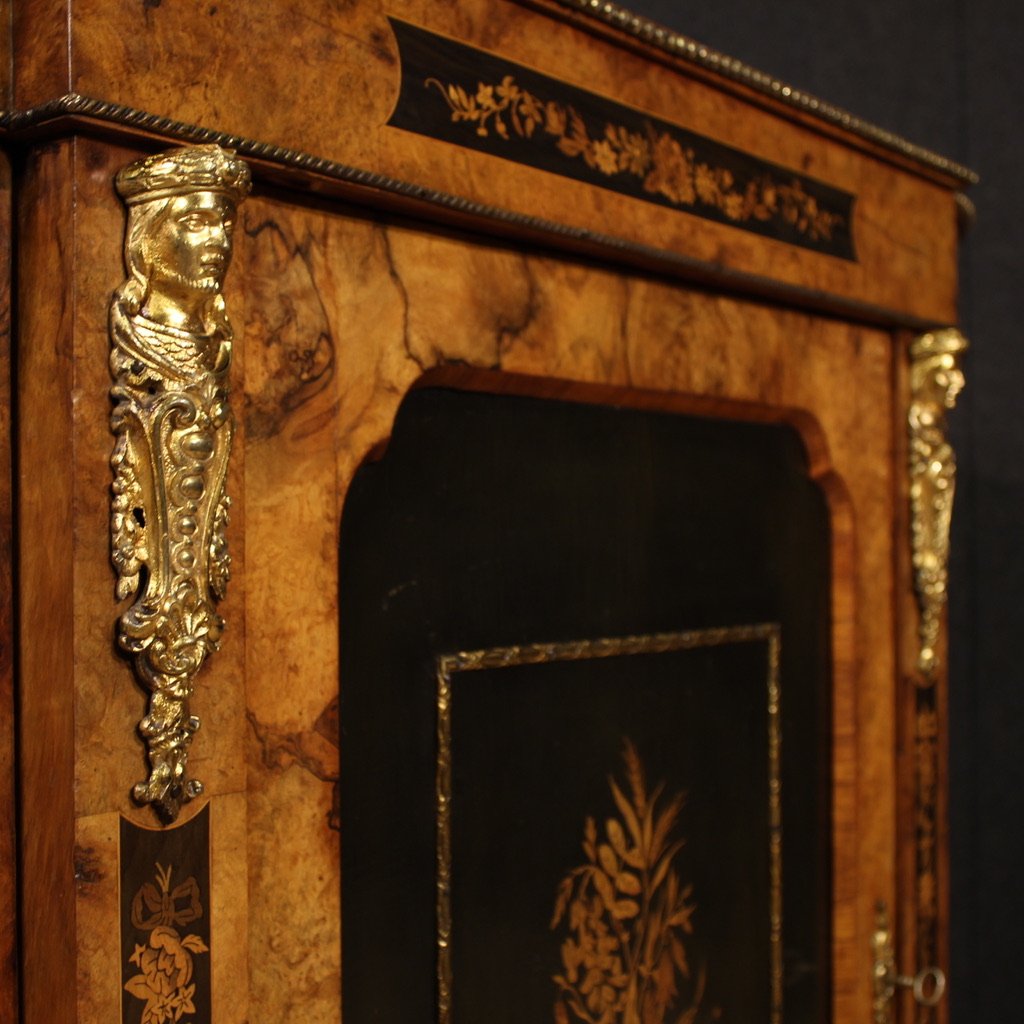 Credenza inglese intarsiata del XX secolo-photo-7