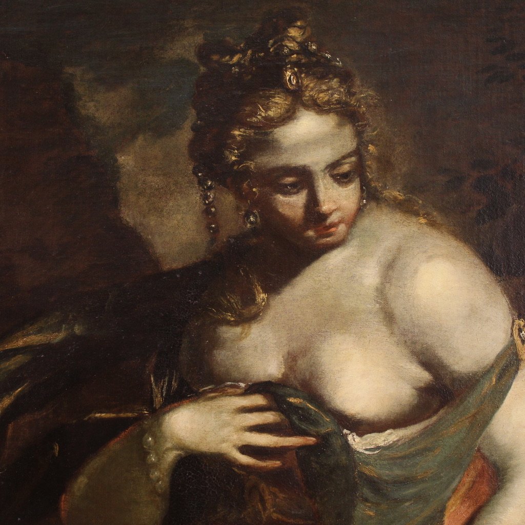 Grande dipinto mitologico del XVII secolo, Venere nella fucina di Vulcano-photo-4