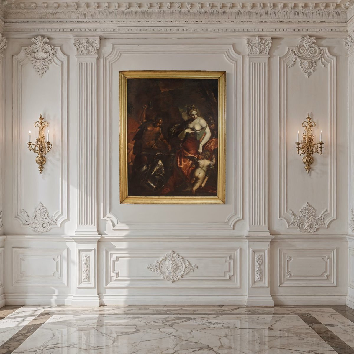 Grande dipinto mitologico del XVII secolo, Venere nella fucina di Vulcano-photo-2