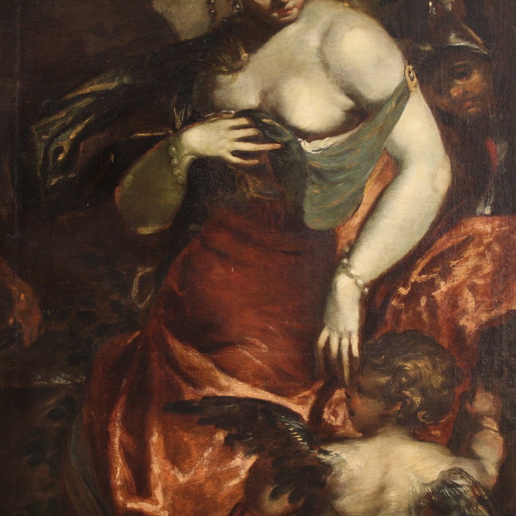 Grande dipinto mitologico del XVII secolo, Venere nella fucina di Vulcano-photo-3