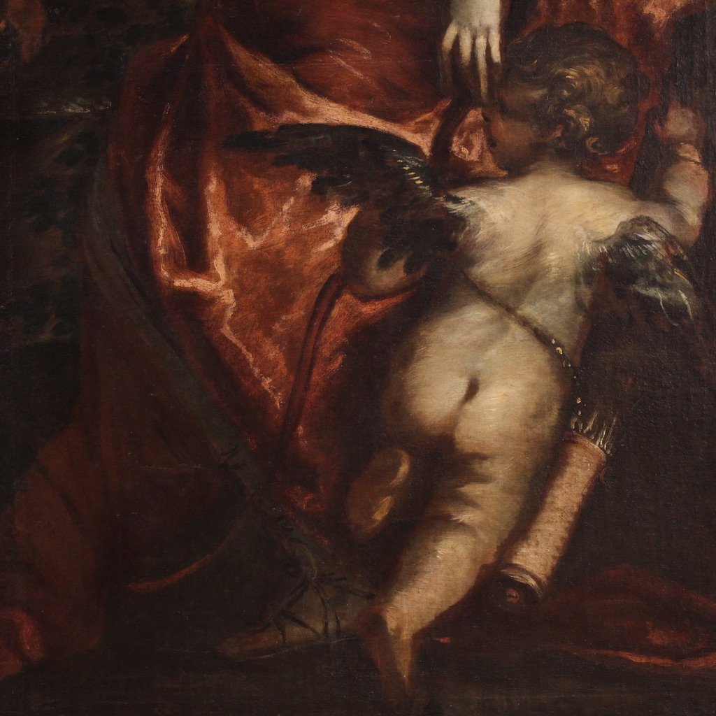 Grande dipinto mitologico del XVII secolo, Venere nella fucina di Vulcano-photo-8