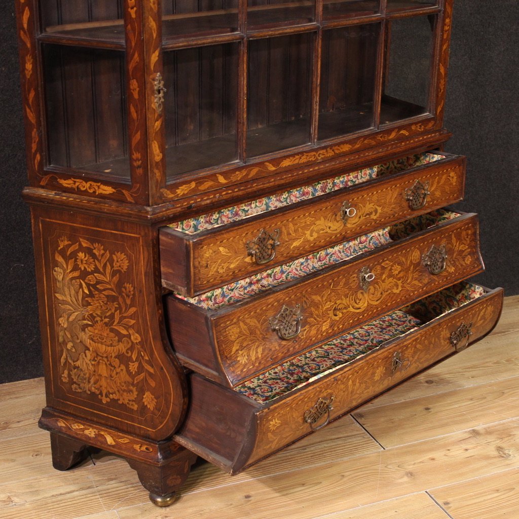 Vetrina olandese intarsiata del XIX secolo-photo-3